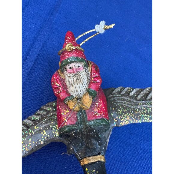 Santa Flying Riding Canadian Goose Ornament Midwest Cannon Falls Pam Schiffler - Picture 1 of 7